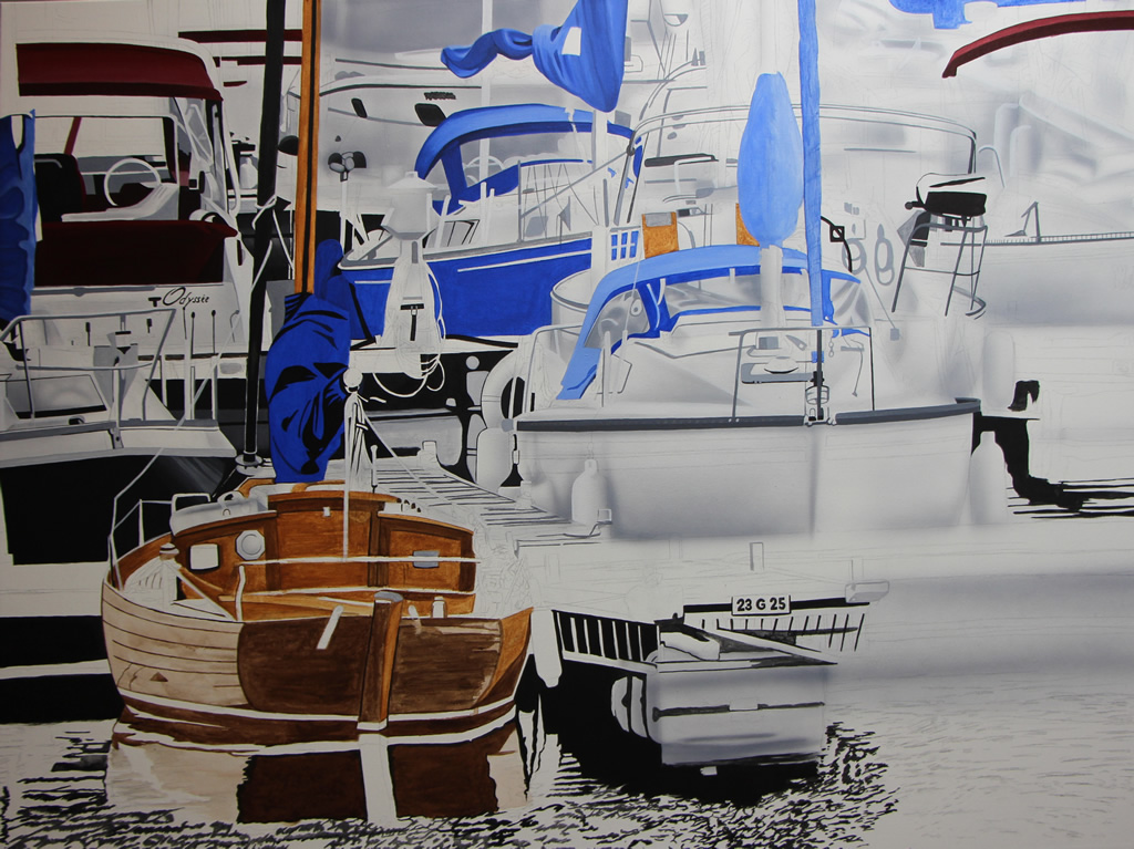 Odyssée, acrylique sur toile, 36 x 48 pouces - en cours de réalisation (photo du 2 mars)