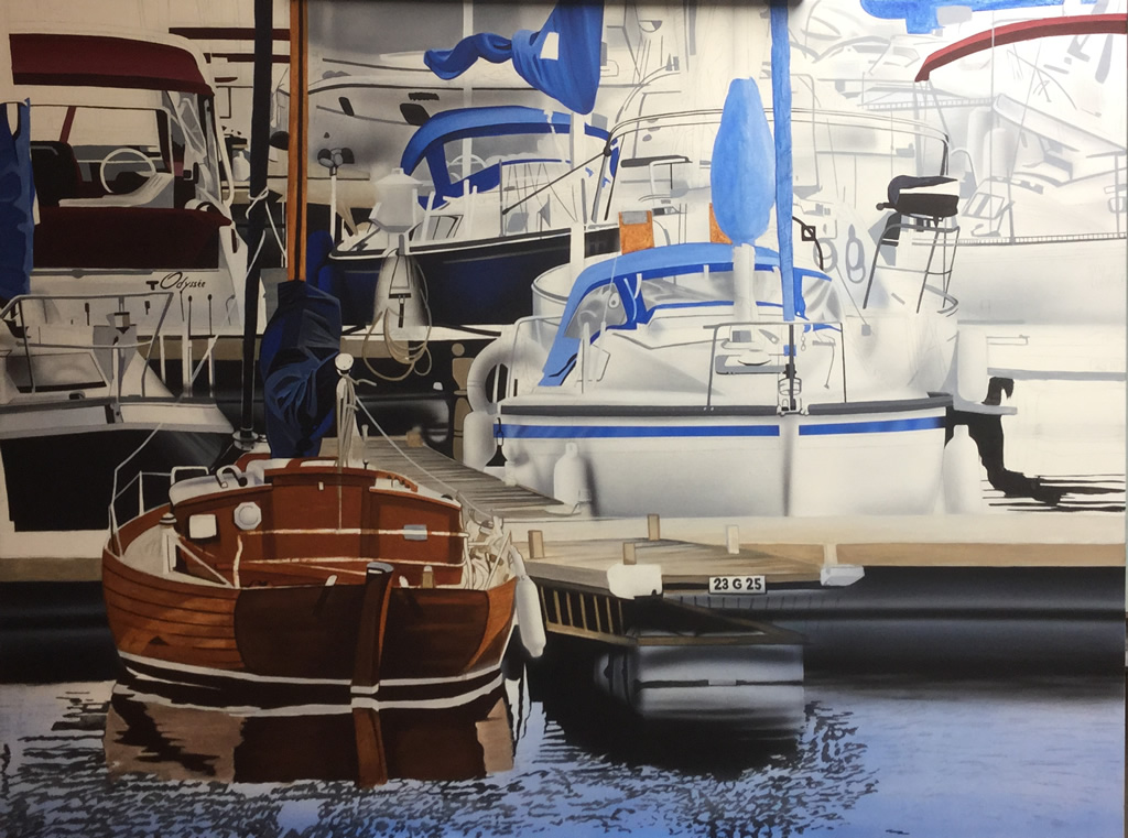 Odyssée, acrylique sur toile, 36 x 48 pouces - en cours de réalisation (photo du 6 mars)